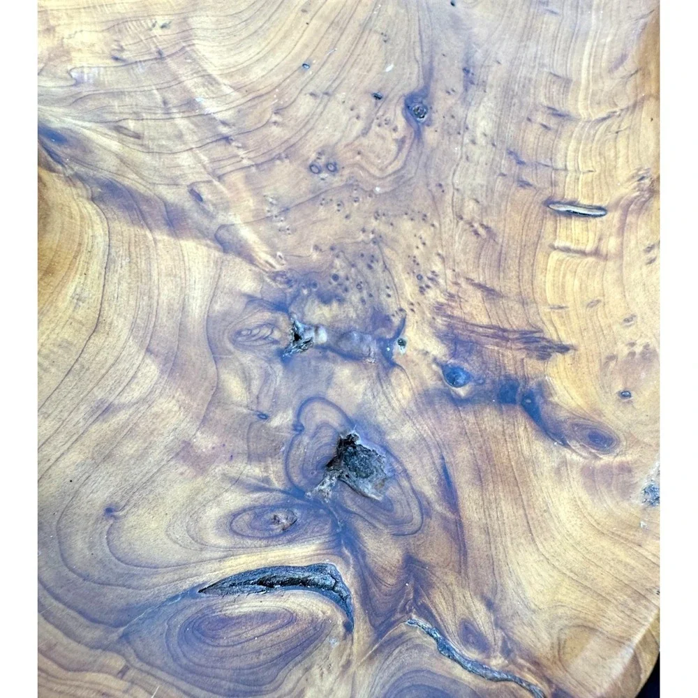 Burl Wood tree Root Bowl Tray Signed COA Free Form Live Edge Lg 10